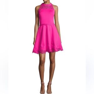 NWT Ted Baker Zaffron Embroidered Skater Dress Fuchsia